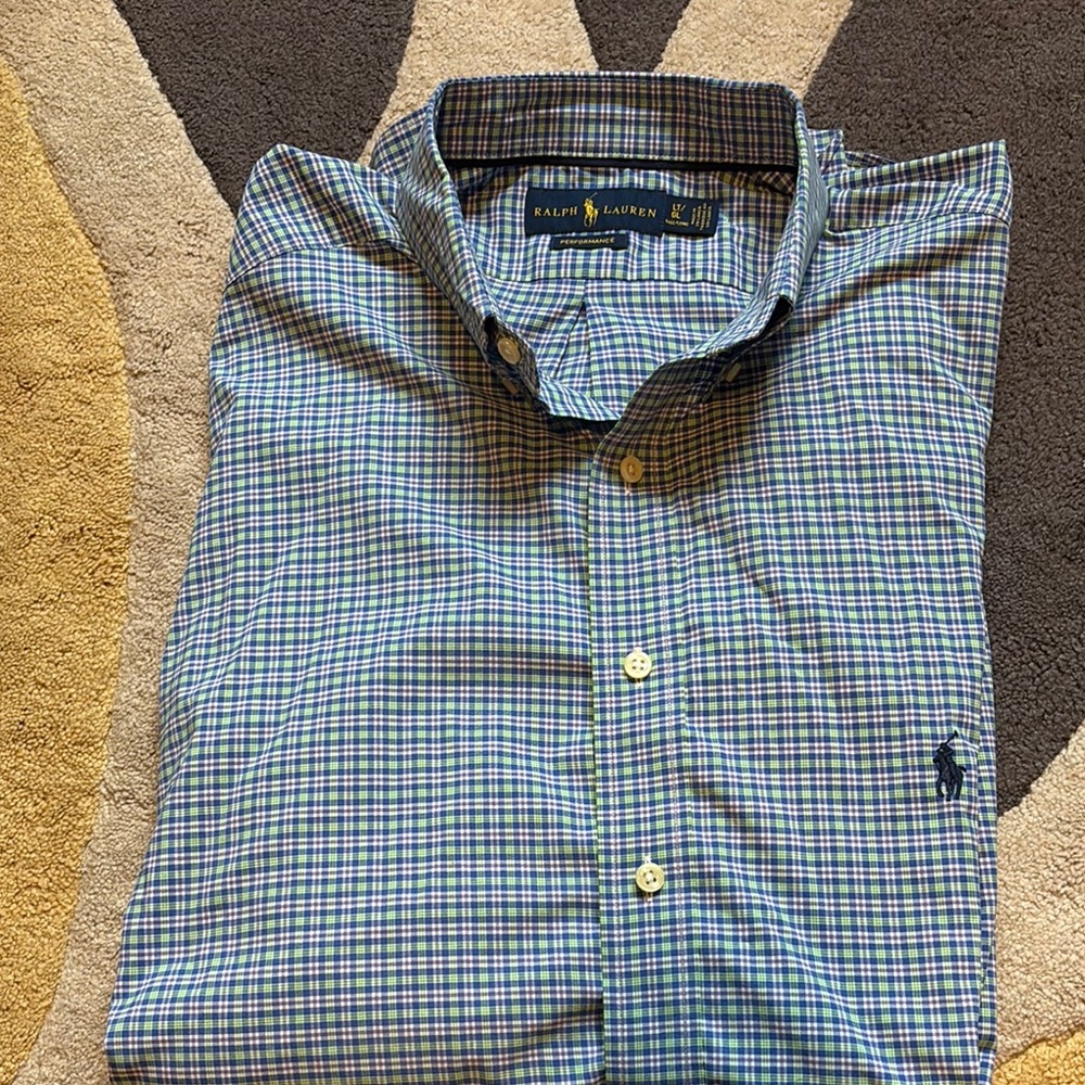Ralph Lauren Blue and Green Casual Button Down Shirt